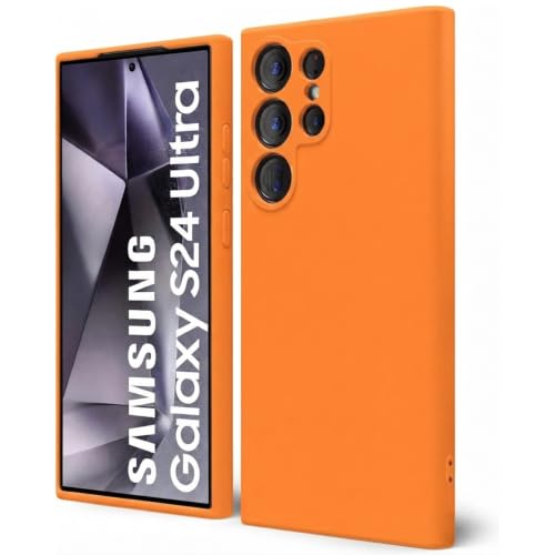Image of DIZORO Microfiber Candy Case Compatible for Samsung S24 Ultra Smooth Touch Cushion Liquid Soft Silicone Gel Rubber Phone Cases Non-Slip Full Body Protective Shockproof Back Cover - Coral