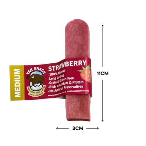 Yak Snack- 100% Natural Himalayan Yak Chews for Dogs Strawberry 3 Pack Yak Milk Dog Chews, Long-Lasting Hard Cheese Yak Chew - Image 3