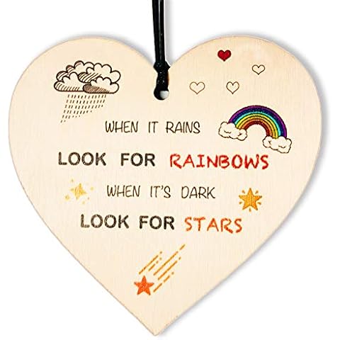 Rainbow Gifts for Women Handmade Plaques with Quotes Gift for Someone Special Inspirational Gift or Self Motivational Treat Rainbow Hearts Lockdown Gift Cover