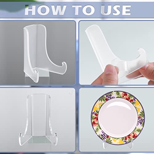 Chunful 2 Pieces Acrylic Plate Stands Clear Acrylic Easels Display Stands With Deep Support Shelves For Display Card Holder Photos Book Picture Table Top Holder Home Decors (3 X 2.6 X 2.2 Inch) #TOP2