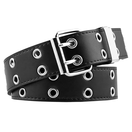 TUONYIS Cinturón Doble Ojal con Tachuelas Sintéticas, Estilo Gótico y Punk para Mujeres/Hombres, Halloween, Jeans - 2 Agujeros | Ya disponible en tu tienda friki favorita! En mundofriki.es!