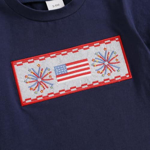Image of 4th Of July Toddler Boy Outfit Popsicle American Flag T-Shirt and Gingham Plaid Shorts Set Independence Day Clothes