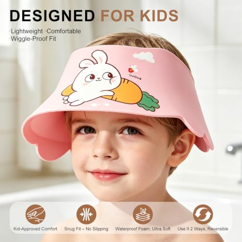 Image of Baby Shower Cap Shield - Adjustable Waterproof Shower Visor for Kids, Soft Baby Hair Washing Shield with Ear Protection, Perfect for Toddlers & Children (Green)
