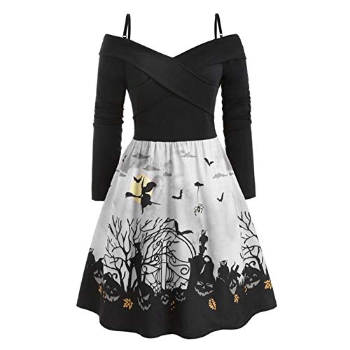 YUANCHENG Women Pumpkin Print Dress Halloween Off-Shoulder Zipper Vintage Casual Dresses,01,M steampunk buy now online YUANCHENG Women Pumpkin Print Dress Halloween Off-Shoulder Zipper Vintage Casual Dresses,01,M steampunk buy now online