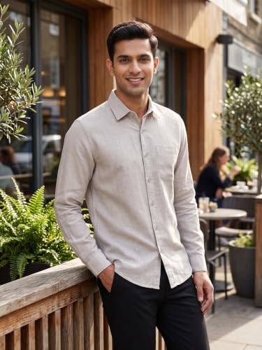 Image of Men's Regular Fit 100% Cotton Solid Casual Shirt