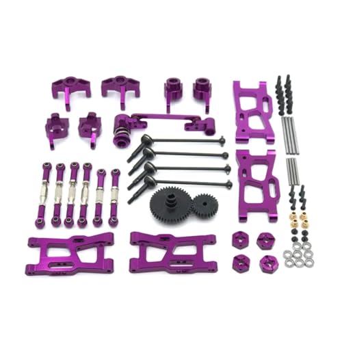 RC Upgrade Accessories for Wltoys 1/12 124016 124017 124018 124019 1/14 144010 144001 144002 Metal Drive Shaft Pull Rod for Swing Arm Steering Cup Gear RC Car Upgrade Kit(Purple)