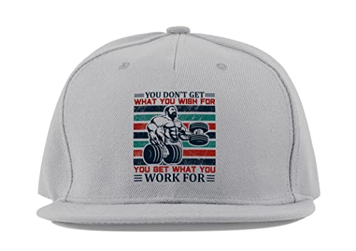 Casquette de baseball en coton Fitness Motivation visière plate grise de sport unisexe