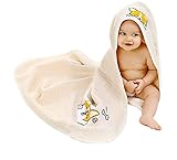 Alcea Rosea Unisex-Baby Newborn Corgi Print Hooded Baby Blanket Organic Cotton Wearable Blanket Sleep Bag Blanket Sleeper for Baby (Beige)