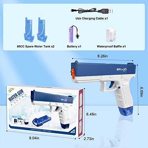 Electric Water Guns Reach Up To 38Ft Automatic Squirt Gun 80Cc+80Cc Large Capacity Water Toy Guns For Kids,Boy,Girls,Adults,Outdoor Pools,Outdoor Parties,Beaches(Blue). #TOP6