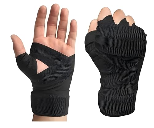 Image of Blue Gym Hand Wrap Gloves for Workout and Weight Lifting, 5 Feet Long, 2 Inches Wide, 1 Pair (Black)