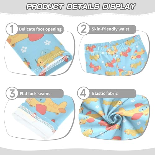 Aircraft Cartoon Pattern Girls Leggings Soft Stretch Workout Yoga Dance Pants for Kids Casual Tights3