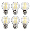 6-Pack G45 E26 LED Small Globe Bulbs 60Watt Equivalent, 2700K Warm White, 550Lumens, 6W G16.5 Vintage Chandelier Light Bulbs, Non-Dimmable, LED Filament Clear Glass Candle lamp for Home Office Decor