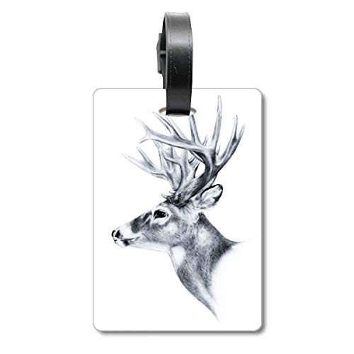 Étiquette de valise motif cerf noir et blanc pour bagage cabine