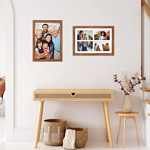 Ksroecud 9X13 Collage Frame With 4 Openings 4X6 Pictures, Multiple Picture Frame With Mat, Wall Or Tabletop Decor, Carbonized Brown Wood Grain,2 Pack #TOP5