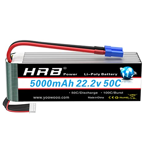 HRB 6S 5000mAh Lipo Battery EC5 Soft Case 50C 100C...