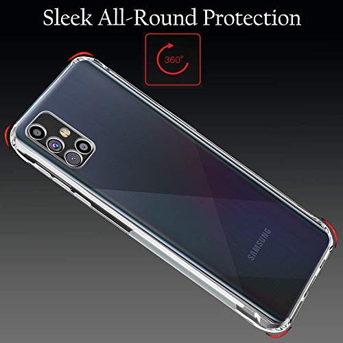 Image of TheGiftKart Ultra Clear Slim Anti-Slip Grip Soft Silicone Back Cover Case with Complete Camera Protection & Anti-Dust Plugs Built-in for Samsung Galaxy A71 (Transparent)