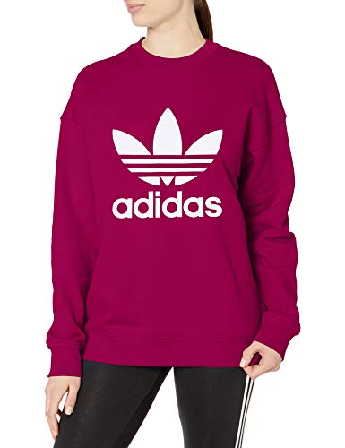 adidas Originals womens Trefoil Crew Sweatshirt, Power Berry/White, Medium US