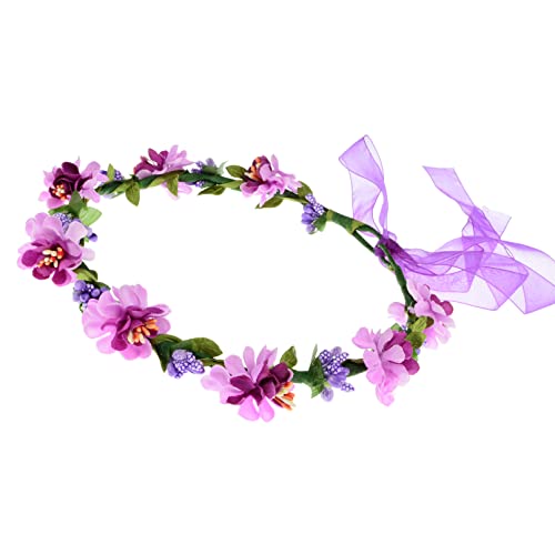 Love Sweety Women Boho Flower Headband Berry Floral Crown Hair Wreath Garland Halo (Purple) #TOP2