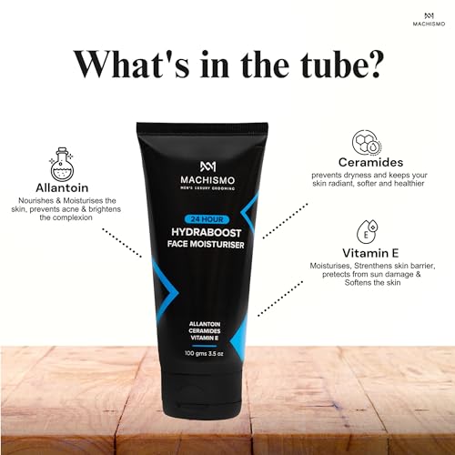 Image of Machismo 24 Hour Hydraboost Face Moisturizer | Oil-Free, Daily Hydration With Ceramide, Vitamin E, Lightweight, Non-Sticky, Nourishing, Fast Absorbing
