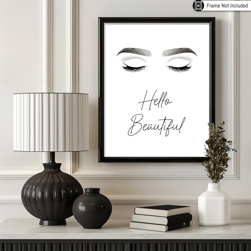 Image of Poster Master Hello Beautiful Print - Fashion Poster - Trendy Art - Minimal Wall Design - Gift for Men, Women & Fashionista - Glam Decor for Dorm, Living Room or Bedroom - 24x32 Unframed Wall Art
