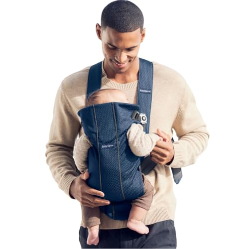 Image of BabyBjörn Baby Carrier Mini,Navy Blue, 3D Mesh | Newborn Carrier (7-25 lbs), Ergonomic, Easy-to-Use