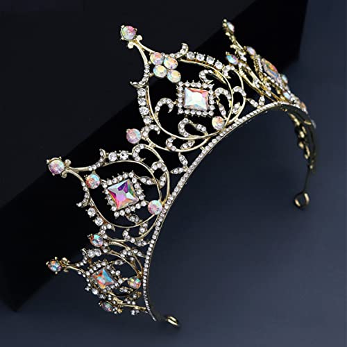 Tiara de oro estilo barroco y diademas de metal elegantes para mujer para fiestas 7