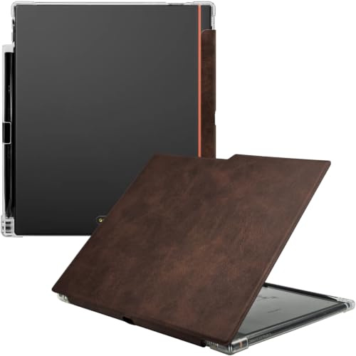 UMUBUHOMS Transparent TPU Back Case Designed for Boox Note Air 5 C (2025 Released) Slim Shockproof Cover with Enhanced Auto Wake/Sleep Built-in Pen Holder Magnetic Closure (Dark Brown)