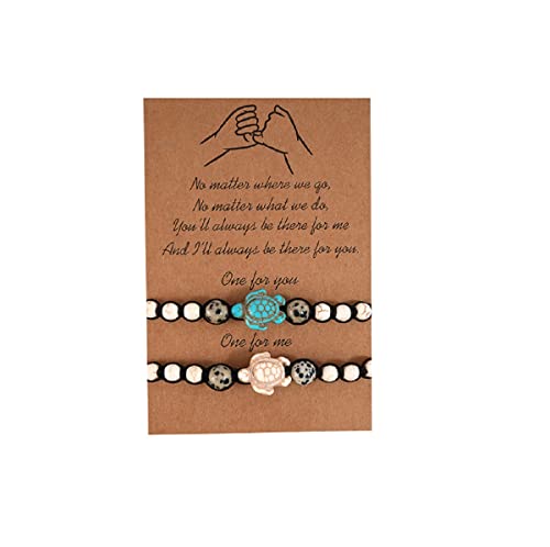 Fuqimanman2020 2pcs Bohemian Turquoise Turtle Beaded Braided Bracelet Set Adjustable String Strand for Women Summer Beach Holiday Jewelry2