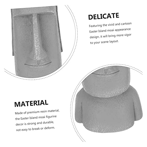 Yardenfun 3Pcs Stone Statue Home Accessories Home Décor House Ornaments Retro Moai Head Ornaments Moai Sculpture Easter Island Moai Figurine Moai Desktop Ornaments Resin Moai Desktop Statues #TOP5