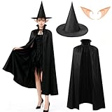 [Yi-gog] マント黒 コスプレ 魔女 コスプレハロウィン コスプレ 衣装3点セット仮装 小道具 付きコスチューム お化け 屋敷 大人用 男女兼用 ブラック ケープ 舞台演出 マジック 変装