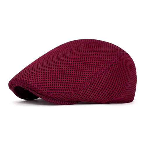 Image of meioro Men's Mesh Flat Cap Summer Breathable Newsboy Hats Beret Ivy Cap Gatsby Irish Cabbie Driving Hat Full Head Wrap
