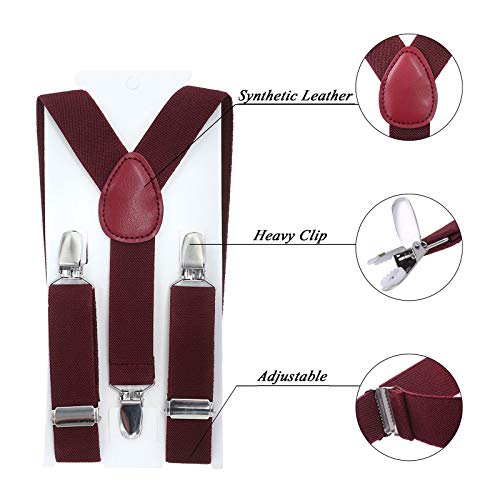 Image of Kids Suspender Bowtie Necktie Sets - Adjustable Elastic Classic Accessory Sets for 6 Months to 13 Year Old Boys & Girls