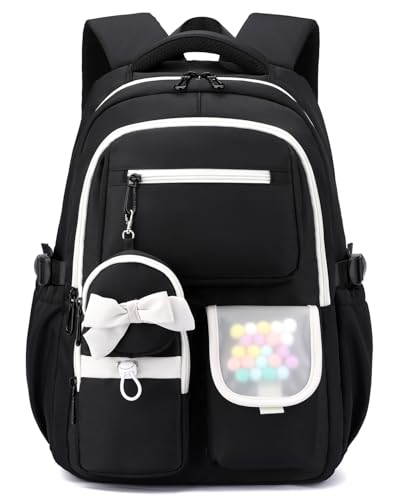 Amythe Mochila Escolar para Niñas Adolescentes - Mochila Colegio Chicas 10-18 Años - Mochilas Escolares Casual Impermeable para Portátil 15.6' - Apta para Carro -Blanco
