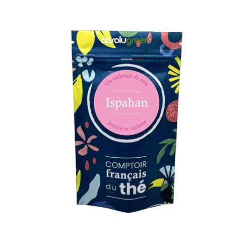 Thé Ispahan – Comptoir Français du Thé – Mélange aux Fleurs de Rose, Jasmin & Violette – Fleuri Raffiné en Vrac 80g – Infusion Élégante et...