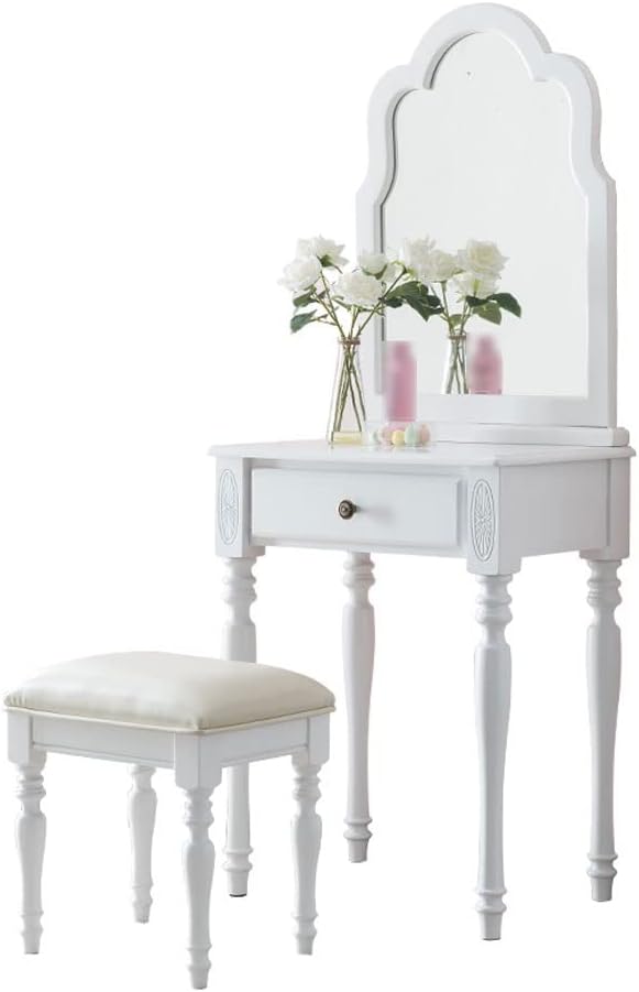 AMONG Vanity Desk Dressing Table Set Bedroom Dressing Table Modern Minimalist Vanity Table, Dressing Table + Makeup Stool + Drawer Bedroom Makeup Table