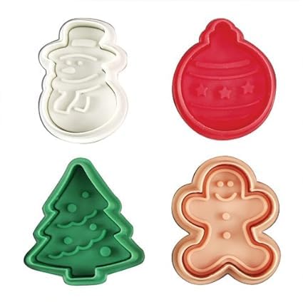 Baking set 4 Pc Christmas Gingerbread Plastic Biscuit Cutter Plunger Cutter