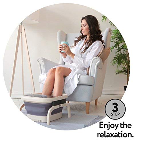 Heated Foot SPA Bath Tub - Collapsible Pedicure Jacuzzi Massager with Electric Heating | Bubble Wave | Red Light Therapy - 3 in 1 Soak Footbath Set for Feet Relaxation and Stress Relief