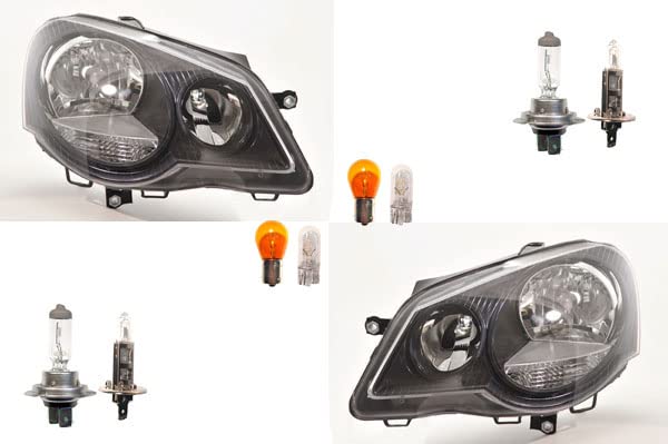 Johns Faro alogeno anteriore per VW Polo 02 9N 05-12 Set di lampadine L R