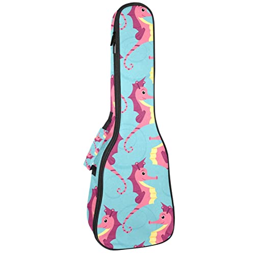 Housse ukulélé concert et soprano rembourrée 10mm avec motif hippocampe