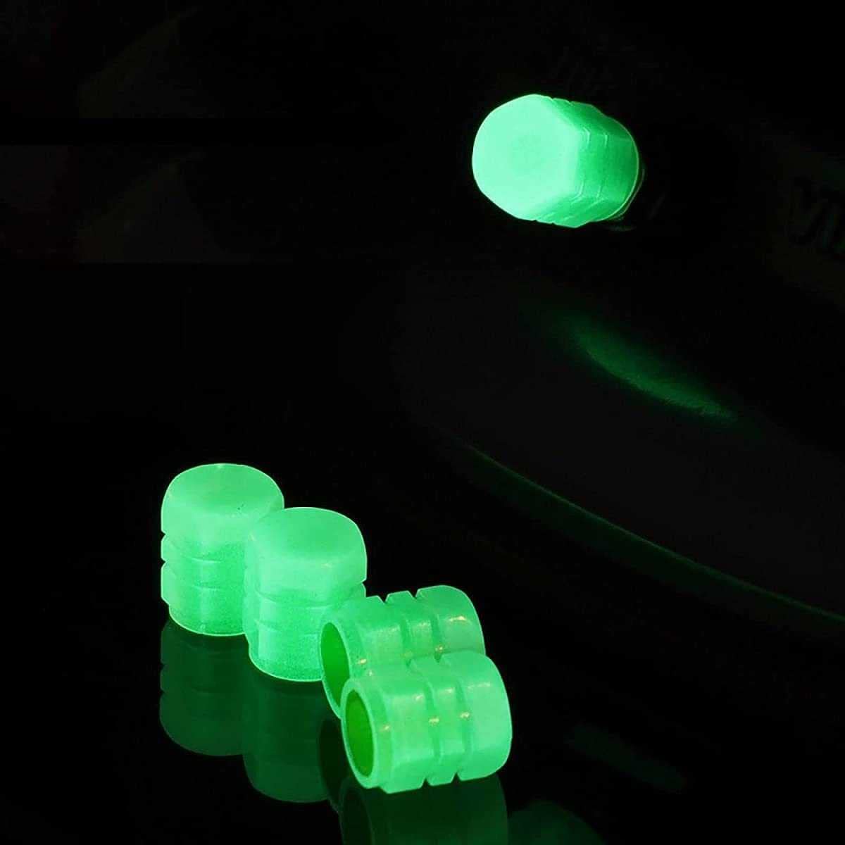 Universele fluorescerende ventieldopjes voor autobanden, Lichtgevende ventieldopjes voor banden, ABS stofdichte decoratieve bandenaccessoires, Fashion Stem Cover Glowing In Dark