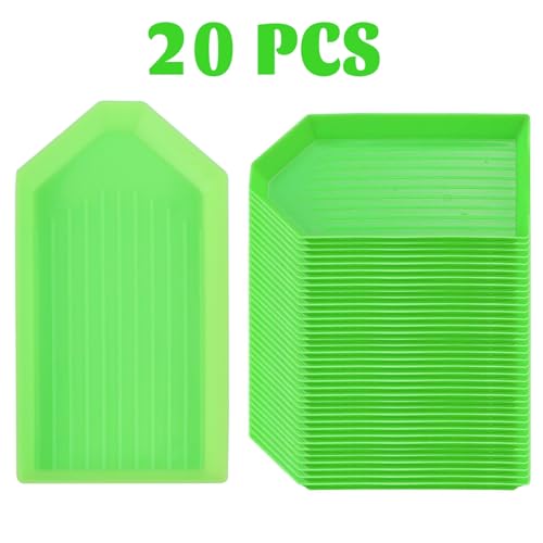 Image of 20 Pack Green Diamond Painting Trays - Diamond Art Tool Accessories for 5D DIY Diamond Painting Kits