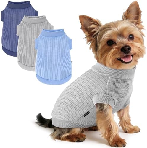 3 Pack Dog Shirt for Small Supplies Functional Waffle Dog Clothes...
