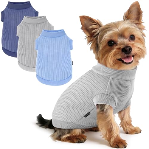 3 Pack Dog Shirt for Small Supplies Functional Waffle Dog Clothes Warm Soft Sweatshirt Outfit for Dogs Cats Pet Apparel