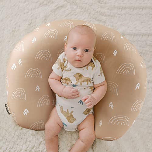 Image of GRSSDER Nursing Pillow Cover Stretchy Minky Removable Nursing Covers for Breastfeeding Pillows, Ultra Soft Comfortable Slipcover for Boy and Girls, Jungle Bear /Rainbow
