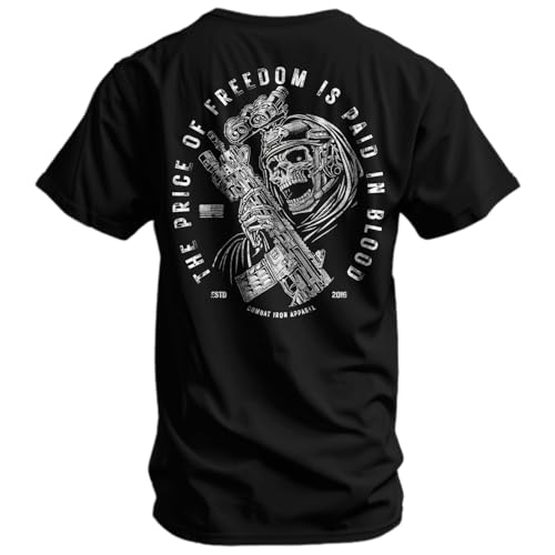Combat Iron Men's Graphic T-Shirt | The Price of Freedom | Cotton-Poly Blend | Athletic Fit, Tagless Comfort