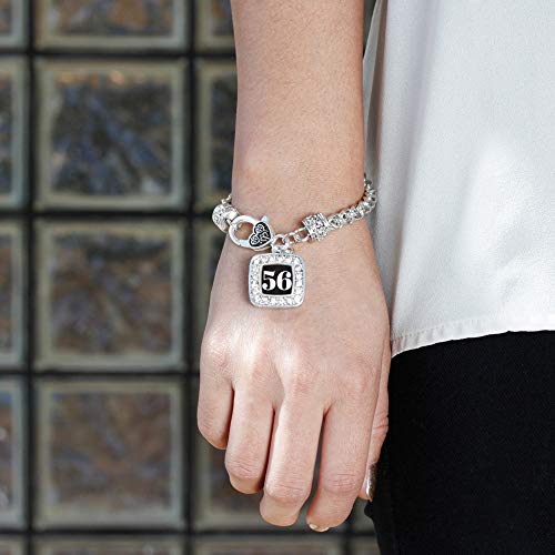 Inspired Silver - Sport Number 56 Braided Bracelet For Women - Silver Square Charm Bracelet With Cubic Zirconia Jewelry #TOP2
