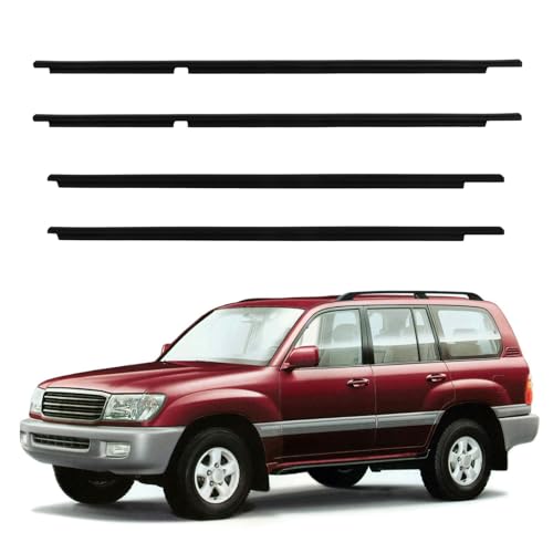 AMCCM Weather Stripping Window Trim Fit For Toyota Land Cruiser 100 Series,1998-2007 For Lexus For LX450,Black 4PCS Car Outer Door Window Trim Seal Belt,Replace 75710-60061, 75720-60061