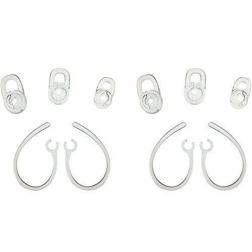 Set 6pcs SML Earbuds 4pcs Good Earhooks for Plantronics Voyager Edge Mobile Headphones Wireless Headset Earloops Earclips Small Medium Large Eargels Eartips Ear Hook Loop Clip Bud Gel (Clear 2sets)