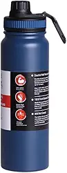 Garrafa de Água Térmica Inox 800ml Esportiva com Alça Parede Dupla Isolada a Vácuo Antivazamento Garrafinha Academia Fitness Corrida Esportes Escritório Aço Inox (Azul)