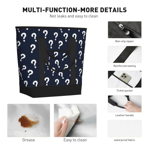 Grand sac isotherme doux imprimé point d'interrogation blanc et réutilisable - 3